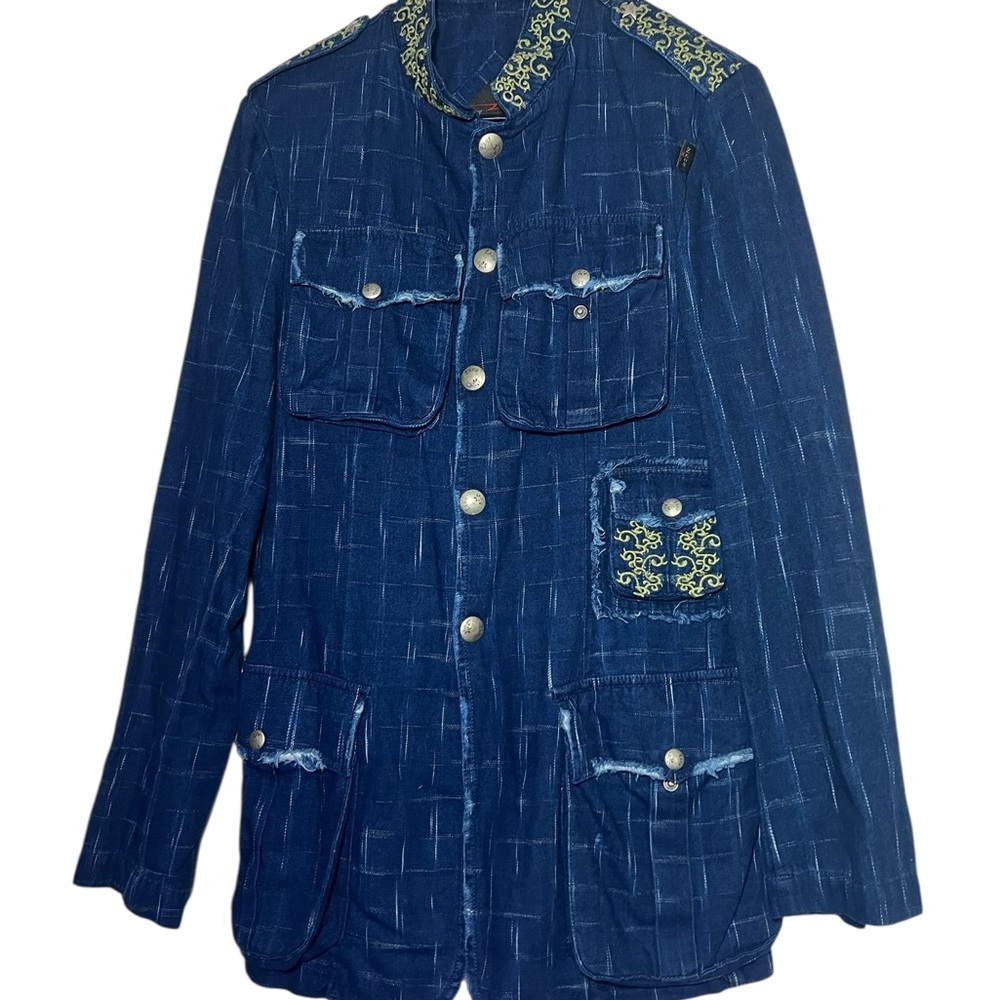 Men's Blue Embroidered print streetwearJacket M